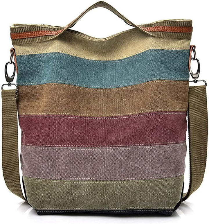 Willow Stripe Canvas Hobo Tote