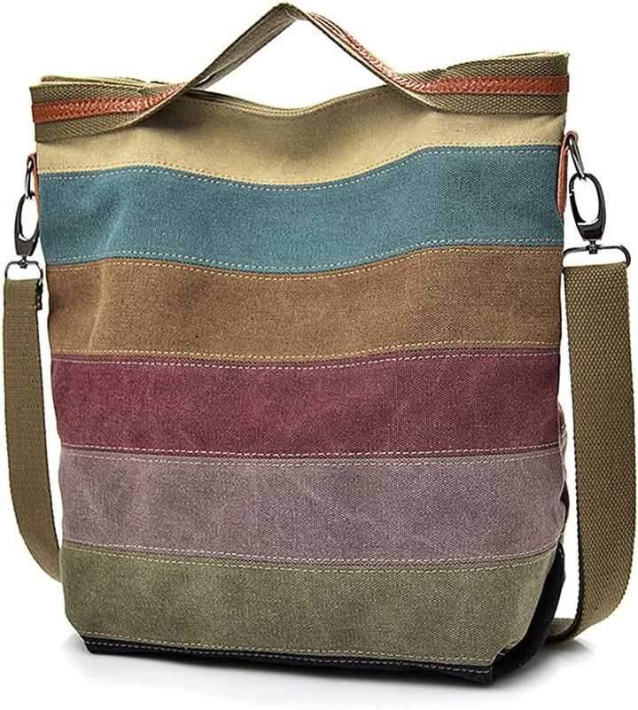 Willow Stripe Canvas Hobo Tote